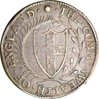 England coin 5 Shillings - The Commonwealth of England (1649 - 1656) obverse obverse of 5 Shillings - The Commonwealth of England (1649 - 1656) coin with SP# 3214 from England. Inscription: · THE · COMMONWEALTH · OF · ENGLAND ·