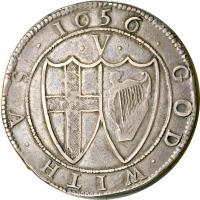 England coin 5 Shillings - The Commonwealth of England (1649 - 1656) reverse reverse of 5 Shillings - The Commonwealth of England (1649 - 1656) coin with SP# 3214 from England. Inscription: 1656 · GOD · WITH · VS ·