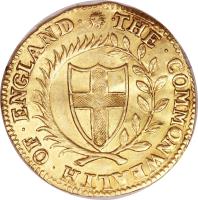 England coin 1 Unite - The Commonwealth of England (1649 - 1660) obverse obverse of 1 Unite - The Commonwealth of England (1649 - 1660) coin with SP# 3208 from England. Inscription: · THE · COMMONWEALTH · OF · ENGLAND ·