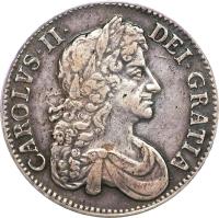 England coin 1 Crown - Charles II - 4'th Portrait (1679 - 1684) obverse obverse of 1 Crown - Charles II - 4'th Portrait (1679 - 1684) coin with SP# 3359 from England. Inscription: CAROLVS · II · DEI · GRATIA
