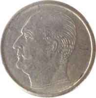 obverse of 25 Øre - Olav V (1958 - 1973) coin with KM# 407 from Norway.