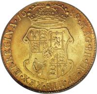England coin 1 Guinea - William & Mary (1689 - 1694) reverse reverse of 1 Guinea - William & Mary (1689 - 1694) coin with SP# 3426 from England. Inscription: MAG · BR · FR · ET · HIB · REX · ET · REGINA · 16 94 ·
