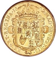 England coin 5 Guineas - William & Mary (1691 - 1694) reverse reverse of 5 Guineas - William & Mary (1691 - 1694) coin with SP# 3422 from England. Inscription: MAG · BR · FR · ET · HIB · REX · ET · REGINA · 16 92 ·