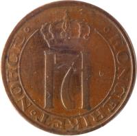 Norway coin 2 Øre - Haakon VII (1909 - 1952) obverse obverse of 2 Øre - Haakon VII (1909 - 1952) coin with KM# 371 from Norway. Inscription: KONGERIKET . NORGE