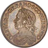 England coin 1 Crown - The Commonwealth of England (1658) obverse obverse of 1 Crown - The Commonwealth of England (1658) coin with SP# 3226 from England. Inscription: OLIVAR · D · G R · P · ANG · SCO · HIB & PRO