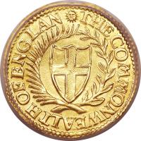 England coin 5 Shillings - The Commonwealth of England (1649 - 1660) obverse obverse of 5 Shillings - The Commonwealth of England (1649 - 1660) coin with SP# 3212 from England. Inscription: THE · COMMONWEALTH · OF · ENGLAND