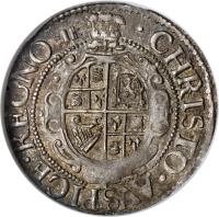England coin 4 Pence - Charles I - Aberystwyth mint; Without armor on bust (1638 - 1642) reverse reverse of 4 Pence - Charles I - Aberystwyth mint; Without armor on bust (1638 - 1642) coin with SP# 2893 from England. Inscription: CHRISTO AUSPICE REGNO