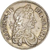 England coin 1/2 Crown - Charles II (1663) obverse obverse of 1/2 Crown - Charles II (1663) coin with SP# 3361 from England. Inscription: CAROLVS · II · DEI · GRATIA