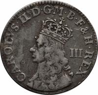 England coin 3 Pence - Charles II - Without inner circle (1660 - 1662) obverse obverse of 3 Pence - Charles II - Without inner circle (1660 - 1662) coin with SP# 3385 from England. Inscription: CAROLVS.II.D.GM.B.F&H.REX III