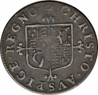 England coin 3 Pence - Charles II - Without inner circle (1660 - 1662) reverse reverse of 3 Pence - Charles II - Without inner circle (1660 - 1662) coin with SP# 3385 from England. Inscription: REGNO CHRISTO AVSPICE