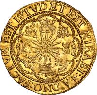 England coin 15 Shillings - James I (1619 - 1620) reverse reverse of 15 Shillings - James I (1619 - 1620) coin with SP# 2634 from England.