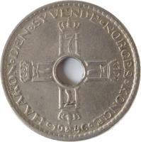 obverse of 1 Krone - Haakon VII (1925 - 1951) coin with KM# 385 from Norway. Inscription: HAAKON · DEN · SYVENDE · NORGES · KONGE · 1949 ·