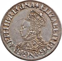 England coin 1 Shilling - Elizabeth I - Milled Issue (1560 - 1561) obverse obverse of 1 Shilling - Elizabeth I - Milled Issue (1560 - 1561) coin with SP# 2592 from England. Inscription: ELIZABETH · D · G · ANG · FRA · ET · HIB · REGINA