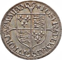 England coin 1 Shilling - Elizabeth I - Milled Issue (1560 - 1561) reverse reverse of 1 Shilling - Elizabeth I - Milled Issue (1560 - 1561) coin with SP# 2592 from England. Inscription: POSVI DEVM ADIVTOREM MEVM