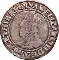 England coin 1 Shilling - Elizabeth I (1560 - 1561) obverse obverse of 1 Shilling - Elizabeth I (1560 - 1561) coin with SP# 2555 from England.
