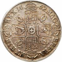 England coin 1 Crown - Charles II - 1'st Portrait (1662) reverse reverse of 1 Crown - Charles II - 1'st Portrait (1662) coin with SP# 3352 from England.