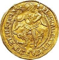 England coin 1/2 Angel - Elizabeth I (1581 - 1582) obverse obverse of 1/2 Angel - Elizabeth I (1581 - 1582) coin with SP# 2526 from England.