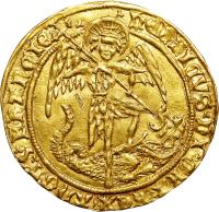 England coin 1 Angel - Henry VI - London mint (1470 - 1471) obverse obverse of 1 Angel - Henry VI - London mint (1470 - 1471) coin with SP# 2078 from England.