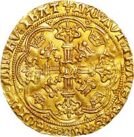 England coin 1 Noble - Henry VI - Calais mint; Annulet (1422 - 1430) reverse reverse of 1 Noble - Henry VI - Calais mint; Annulet (1422 - 1430) coin with SP# 1803 from England.