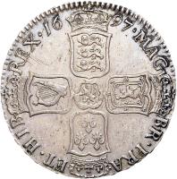England coin 1/2 Crown - William III (1696 - 1697) reverse reverse of 1/2 Crown - William III (1696 - 1697) coin with SP# 3487 from England.
