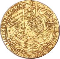 England coin 1 Noble - Edward III - Pre-Treaty Coinage (1351 - 1361) obverse obverse of 1 Noble - Edward III - Pre-Treaty Coinage (1351 - 1361) coin with SP# 1488 from England.