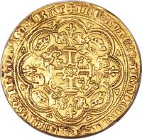 England coin 1 Noble - Edward III - Pre-Treaty Coinage (1351 - 1361) reverse reverse of 1 Noble - Edward III - Pre-Treaty Coinage (1351 - 1361) coin with SP# 1488 from England.