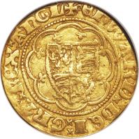 England coin 1/4 Noble - Edward III - Treaty Coinage (1363 - 1369) obverse obverse of 1/4 Noble - Edward III - Treaty Coinage (1363 - 1369) coin with SP# 1511 from England.