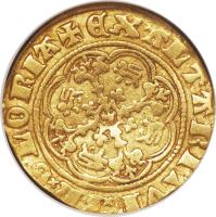 England coin 1/4 Noble - Edward III - Treaty Coinage (1363 - 1369) reverse reverse of 1/4 Noble - Edward III - Treaty Coinage (1363 - 1369) coin with SP# 1511 from England.