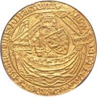 England coin 1 Noble - Edward III - Post-Treaty Coinage (1369 - 1377) obverse obverse of 1 Noble - Edward III - Post-Treaty Coinage (1369 - 1377) coin with SP# 1521 from England.