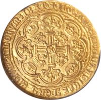 England coin 1 Noble - Edward III - Post-Treaty Coinage (1369 - 1377) reverse reverse of 1 Noble - Edward III - Post-Treaty Coinage (1369 - 1377) coin with SP# 1521 from England.