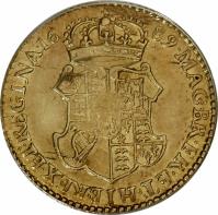 England coin 1/2 Guinea - William & Mary (1689) reverse reverse of 1/2 Guinea - William & Mary (1689) coin with SP# 3429 from England.