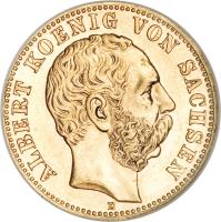 obverse of 10 Mark - Albert (1874 - 1888) coin with KM# 1235 from German States.