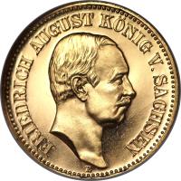 obverse of 20 Mark - Friedrich August III (1905 - 1914) coin with KM# 1265 from German States. Inscription: FRIEDRICH AUGUST KONIG V. SACHSEN