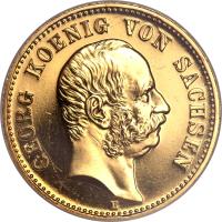 obverse of 20 Mark - Georg (1903) coin with KM# 1260 from German States. Inscription: GEORG KOENIG VON SACHSEN