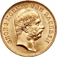 obverse of 10 Mark - Georg (1903 - 1904) coin with KM# 1259 from German States.