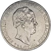 obverse of 2 Thaler - Friedrich August II - Death of King Friedrich August II (1854) coin with KM# 1183 from German States. Inscription: FRIEDRICH AUGUST II.* KOENIG VON SACHSEN · D. 9. AUG. 1854