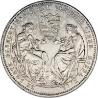 reverse of 2 Thaler - Friedrich August II - Death of King Friedrich August II (1854) coin with KM# 1183 from German States. Inscription: ER SEETE GERECHTIGKEIT UND ERNTETE LIEBE. HOSEA X. 12.