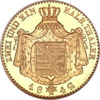 reverse of 2 1/2 Thaler - Friedrich August II (1842 - 1854) coin with KM# 1164 from German States.