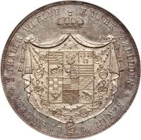 reverse of 2 Thaler / 3 1/2 Gulden - Alexander Carl (1840 - 1855) coin with KM# 83 from German States. Inscription: 2 THALER VII EINE F. MARK 3½ GULDEN VEREINS 1840 MÜNZE