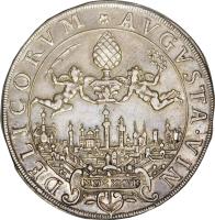 German States coin 1/2 Thaler - Ferdinand II (1627) reverse reverse of 1/2 Thaler - Ferdinand II (1627) coin with KM# 48 from German States. Inscription: AVGVSTA · VIN DELICORVM * MDCXXVII