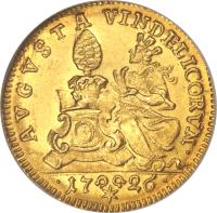 reverse of 1 Ducat - Karl VI - Trade Coinage (1726) coin with KM# 138 from German States. Inscription: AUGUSTA VINDELICORUM · · 17 26 ·