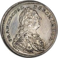 obverse of 1/4 Thaler - Franz I (1745) coin with KM# 154 from German States. Inscription: FRANCISCUS · I · D · G · ROM · IMP · S · A · T