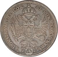 reverse of 1 Conventionsthaler - Franz I (1764) coin with KM# 183 from German States. Inscription: AUGUSTA VINDELICOR: AD NORM:CONVENTIO: 17 64 · F.(A)H.