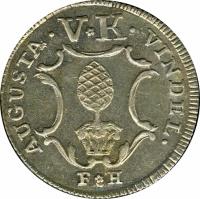 obverse of 5 Kreuzer (1766) coin with KM# 186 from German States. Inscription: AUGUSTA . V*K . VINDEL.