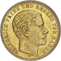 obverse of 1 Ducat - Friedrich I - Trade Coinage (1854) coin with KM# 227 from German States. Inscription: FRIEDRICH PRINZ UND REGENT VON BADEN B