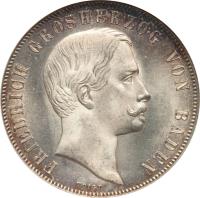 obverse of 1 Gulden - Friedrich I - Shooting Festival (1863) coin with KM# 247 from German States. Inscription: FRIEDRICH GROSHERZOG VON BADEN VOIGT