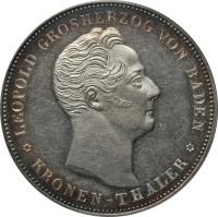 German States coin 1 Kronenthaler - Leopold I - Customs union (1836) obverse obverse of 1 Kronenthaler - Leopold I - Customs union (1836) coin with KM# 206 from German States. Inscription: LEOPOLD GROSHERZOG VON BADEN KRONEN THALER