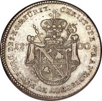 German States coin 1 Conventionsthaler - Christoph Franz (1800) obverse obverse of 1 Conventionsthaler - Christoph Franz (1800) coin with KM# 151 from German States. Inscription: CHRISTOPH FRANZ BISCHOF ZU BAMBERG DES · H · R · R · FÜRST.