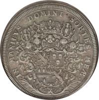 German States coin 1 Thaler - Lother Franz (1694) reverse reverse of 1 Thaler - Lother Franz (1694) coin with KM# 87 from German States. Inscription: IN MANIBVS DOMINI SORTES MEÆ · N 16 94