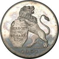 German States coin 1 Conventionsthaler - Ludwig I - Opening of Legislature (1831) reverse reverse of 1 Conventionsthaler - Ludwig I - Opening of Legislature (1831) coin with KM# 760 from German States. Inscription: GERECHT UND BEHARR-LICH 1831